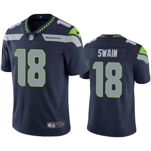 Men Seattle Seahawks 18 Freddie Swain Nike Navy Vapor Limited NFL Jersey